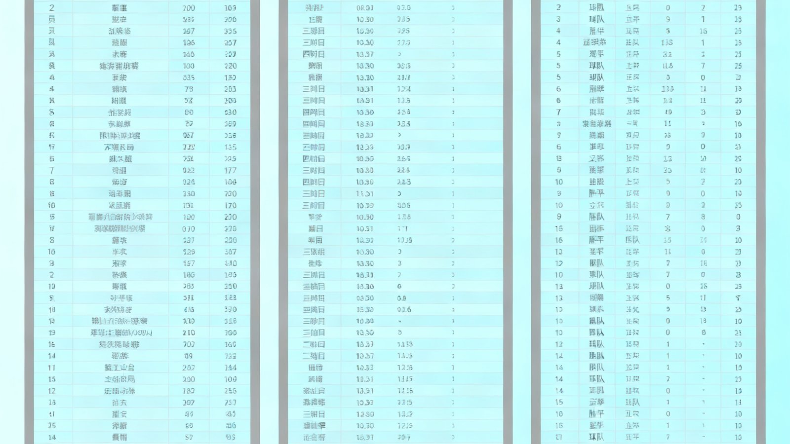 看球通数据统计页面展示球员数据榜、历史交锋记录以及赛季积分榜